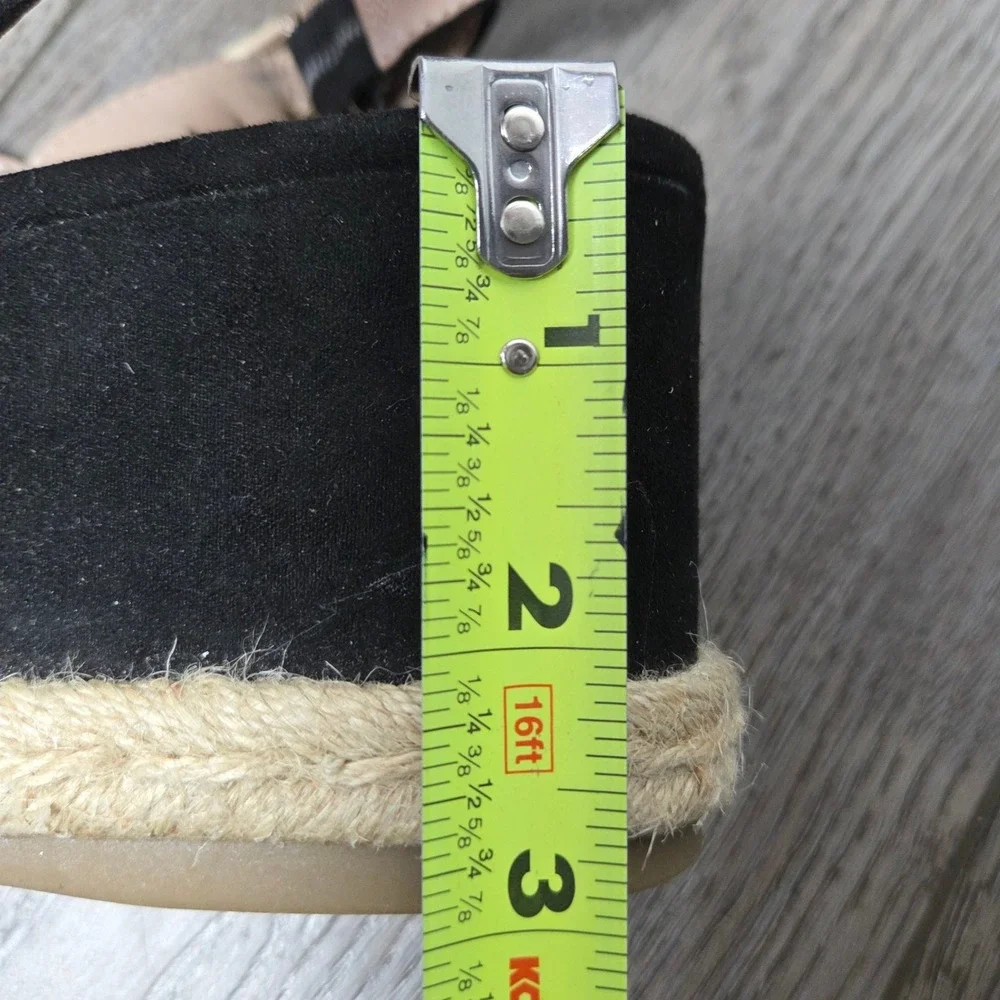 BCBGeneration Black Espadrille Wedge Sandals‎ Womens 7 Ankle Strap Crisscross